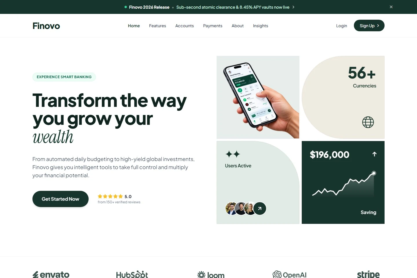 Finovo Homepage Preview
